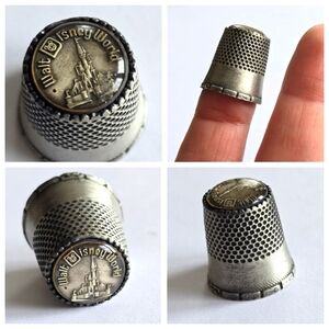 Vintage Disney thimble Walt Disney World silver tone souvenir sewing